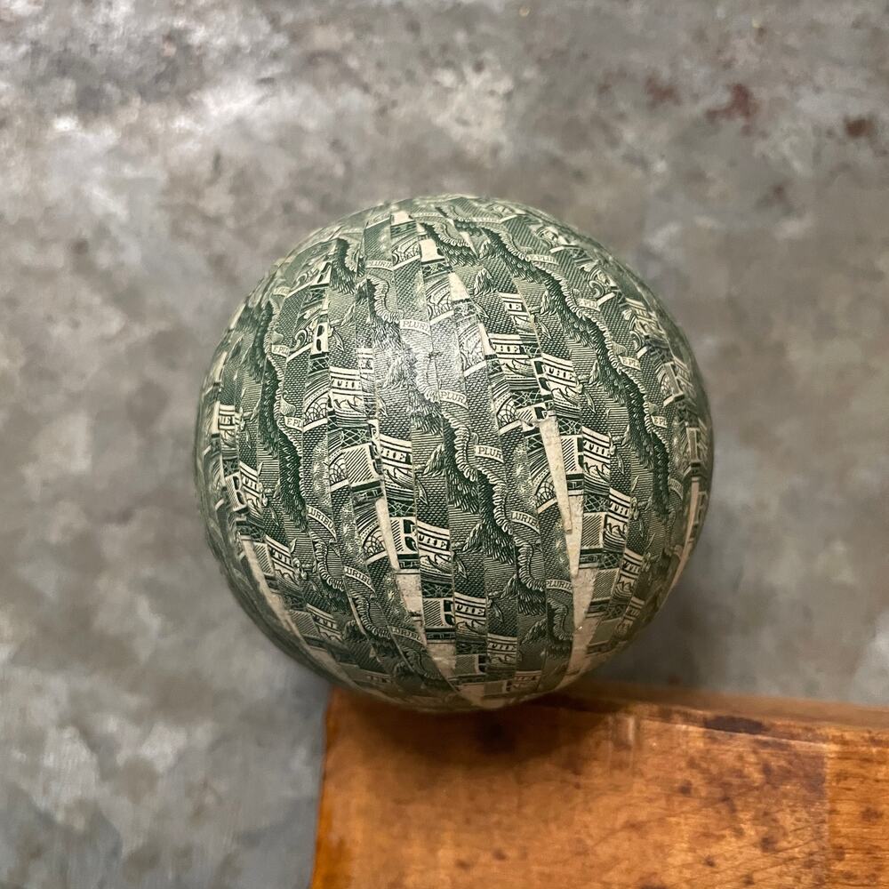 Vintage Money Ball Dollar Bill Origami Art Craft Handmade